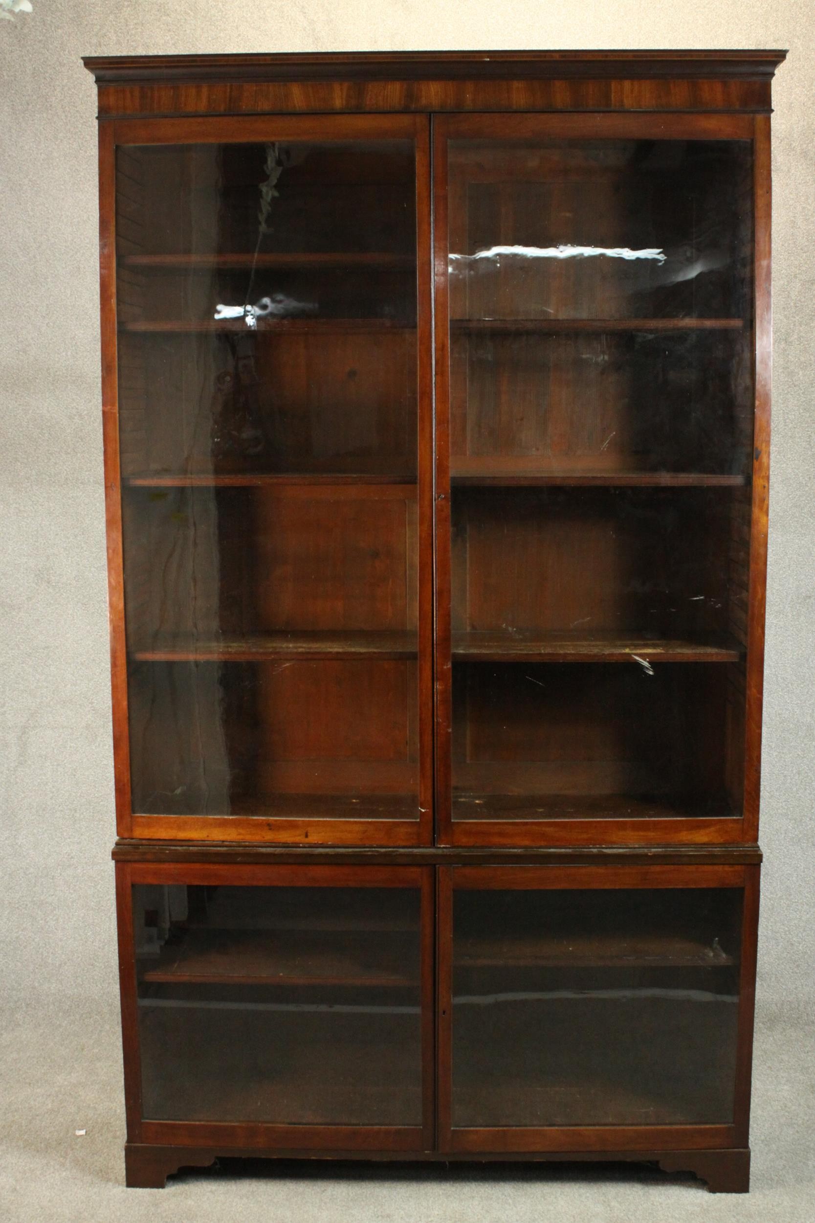 A Victorian walnut bookcase, with a pair of glazed doors enclosing shelves, over two further - Image 4 of 11
