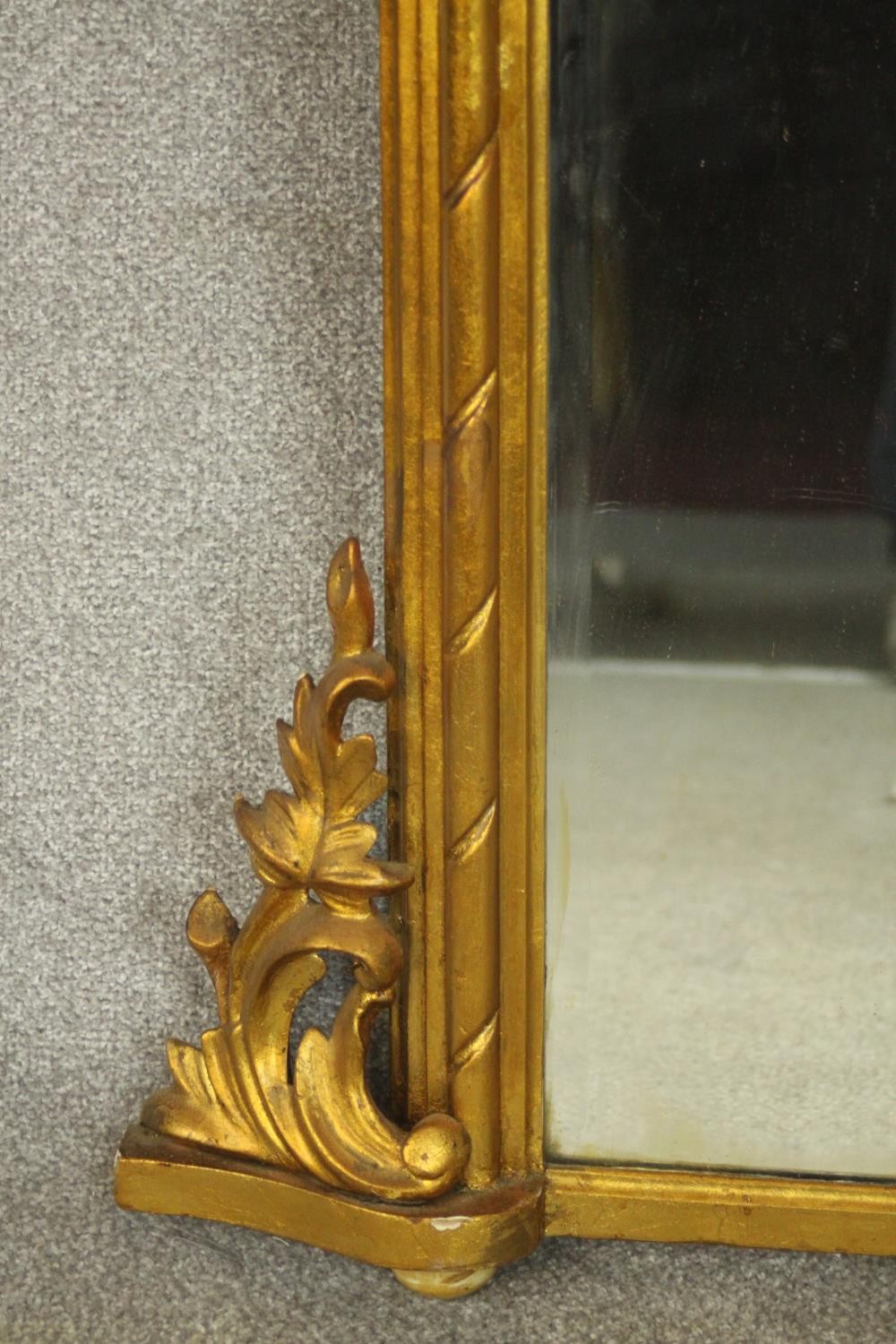 A Victorian giltwood framed overmantel mirror of rectangular form, the bevelled mirrored plate - Image 5 of 9