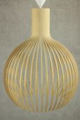 A pendant ceiling light by Secto, bentwood onion form. H.97 Dia.24cm