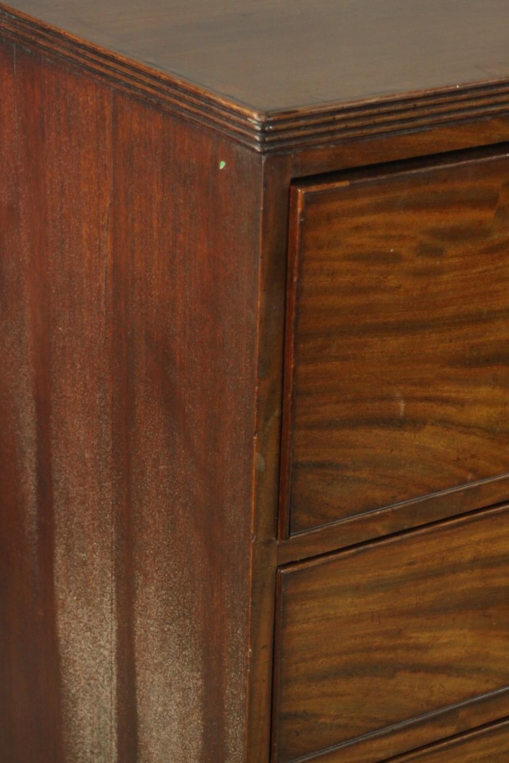 An early 19th century flame mahogany secretaire chest, with a secretaire drawer over three long - Image 7 of 11
