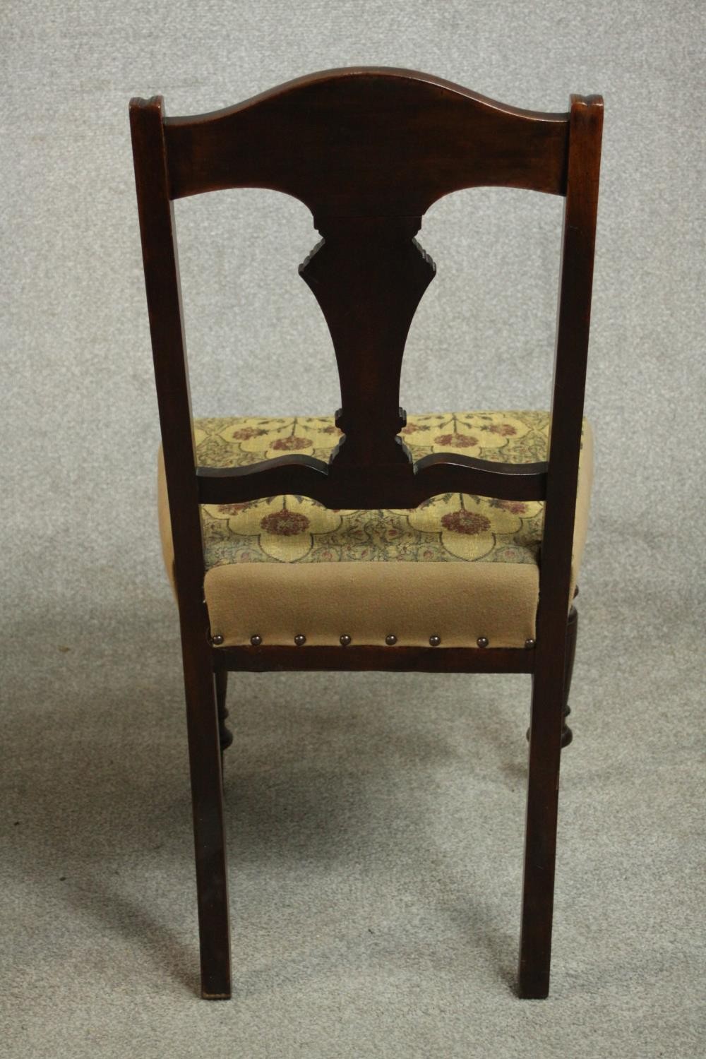 A harlequin set of four late Victorian walnut dining chairs, comprising two pairs of dining chairs - Image 7 of 7