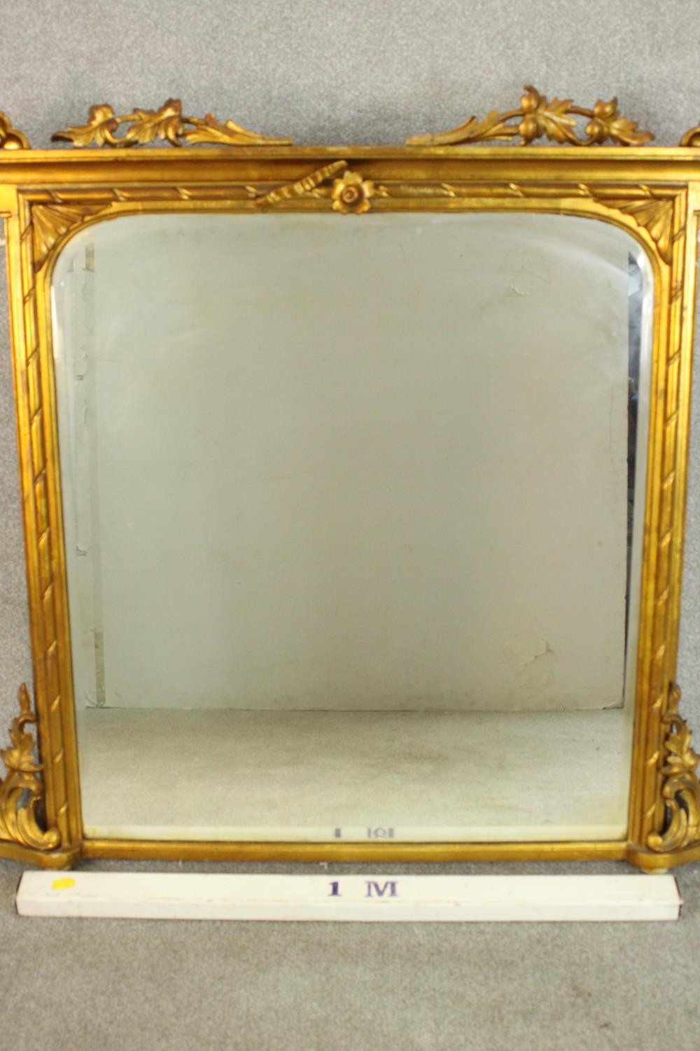 A Victorian giltwood framed overmantel mirror of rectangular form, the bevelled mirrored plate - Image 2 of 9