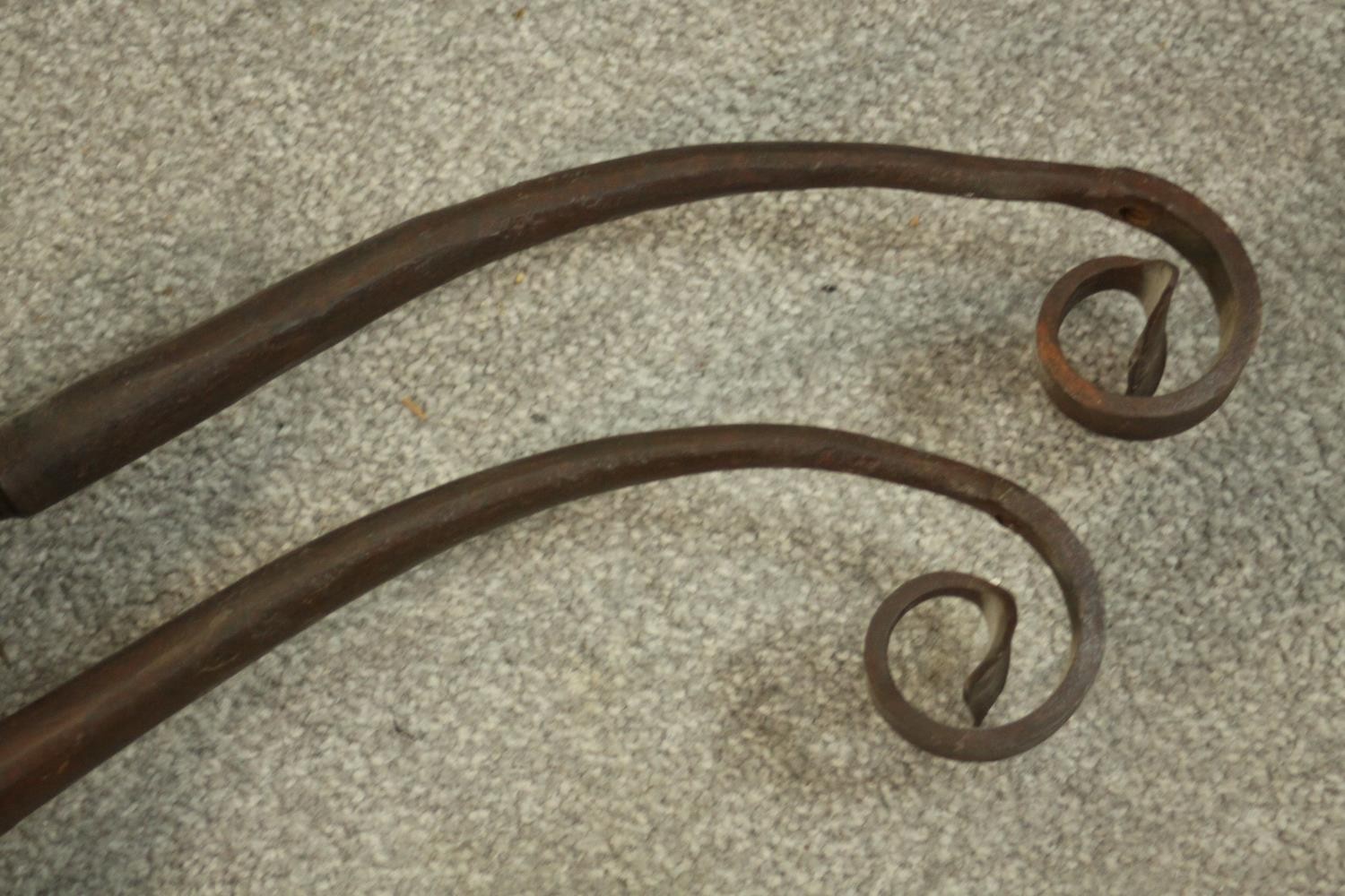 Two large cast iron scrolling wall light fittings. L.116cm. (each) - Image 3 of 5