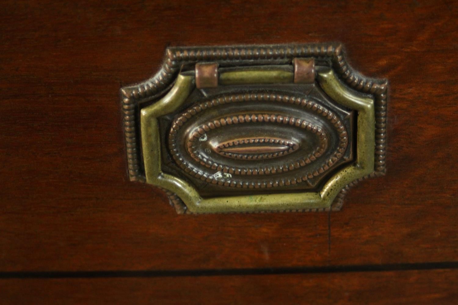 A Regency mahogany bow front sideboard, with a central drawer flanked by two deep drawers on - Image 8 of 13