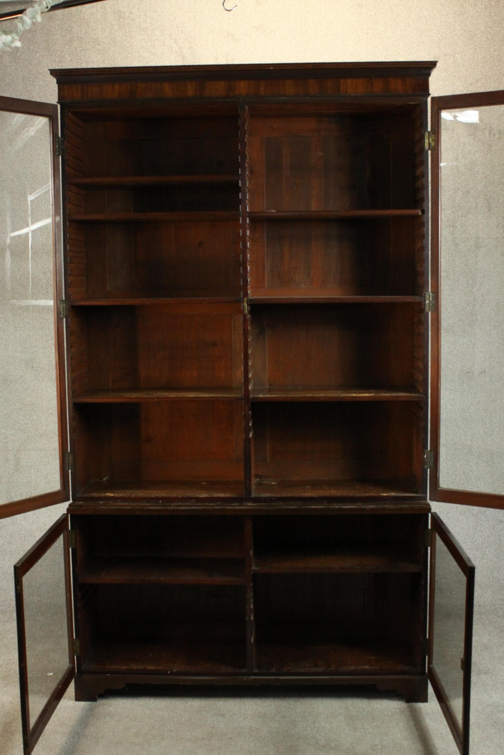 A Victorian walnut bookcase, with a pair of glazed doors enclosing shelves, over two further - Image 7 of 11