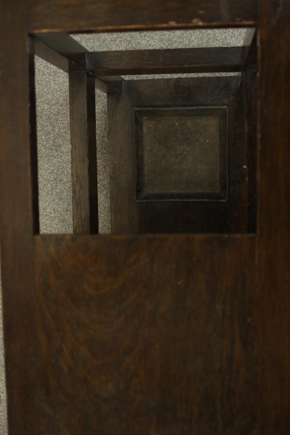 A Victorian oak umbrella stand, of rectangular form with two square openings for umbrellas and two - Image 5 of 5