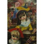 After Jean Calogero (1922 - 2001), oil on canvas, dolls, unsigned. H.92 W.78cm.