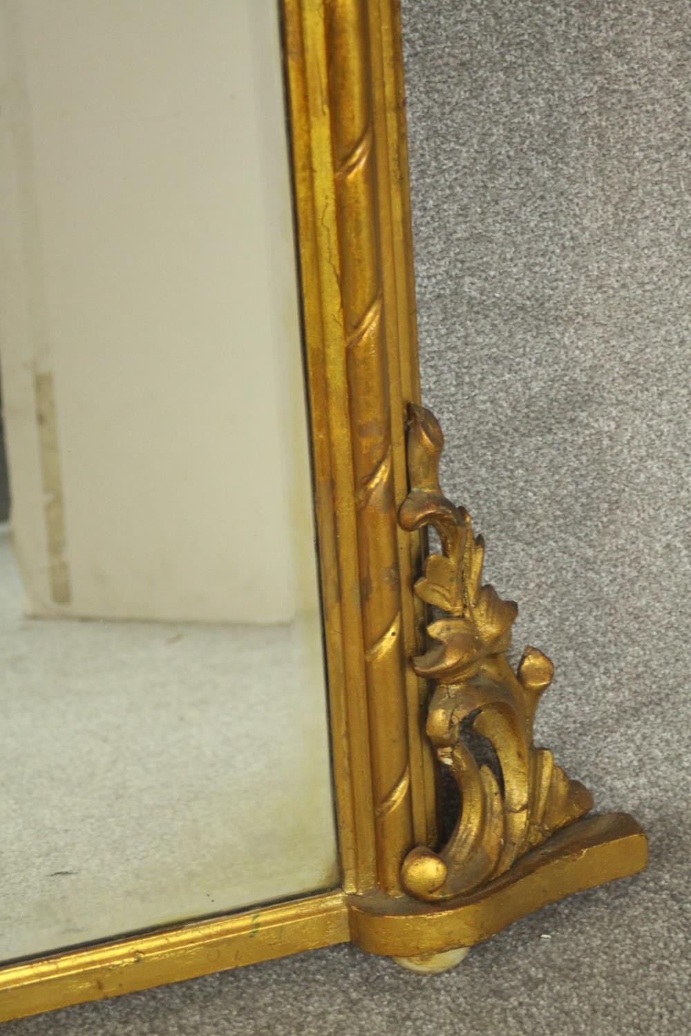 A Victorian giltwood framed overmantel mirror of rectangular form, the bevelled mirrored plate - Image 6 of 9