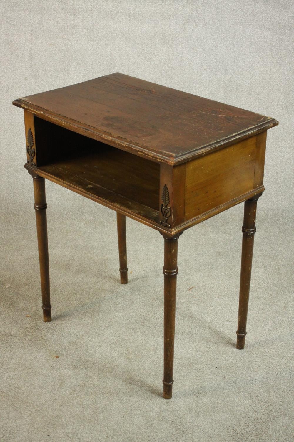 A side table, with a rectangular top over a recess, on turned legs. H.73 W.60 D.40cm. - Image 4 of 7