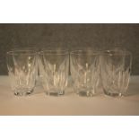 A set of eight 19th century Waterford crystal tumbler glasses, with cut bowls, etched 'Waterford' to