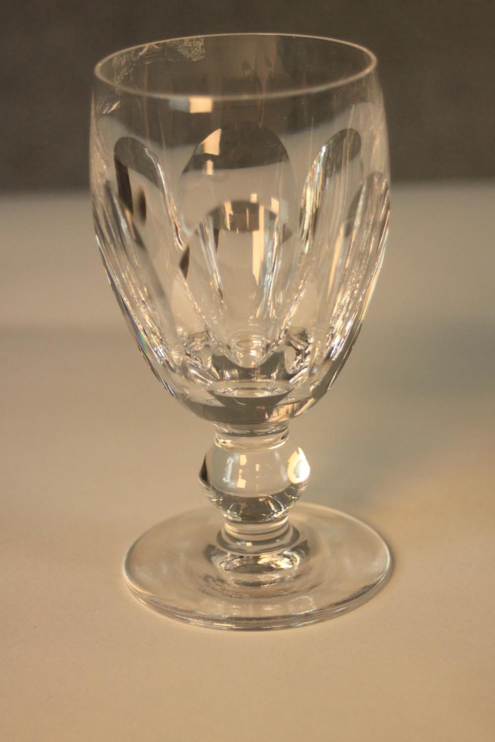 A group of sixteen 19th century Waterford crystal drinking glasses, with cut bowls and a single - Image 3 of 6