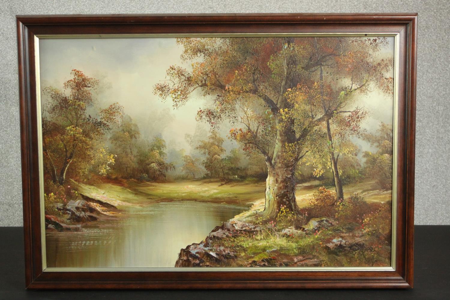 Irene Cafieri (Late 20th century school), Trees by a Body of Water, oil on canvas, signed lower - Image 2 of 6