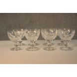 A set of eight 19th century Waterford crystal brandy glasses, with cut bowls and a single knop,