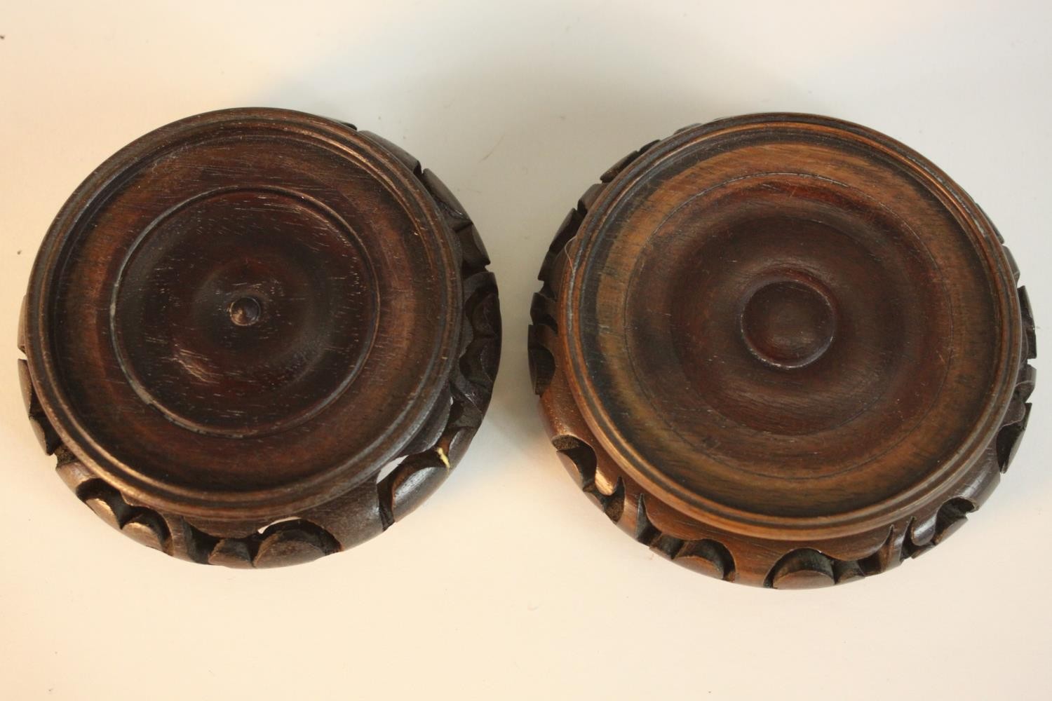 Two blue and white miniature porcelain lidded jars in the form of Chinese stools with stylised - Image 6 of 8