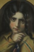 A 19th century gilt framed oleograph portrait of a young boy in a striped shawl, unsigned. H.68 W.