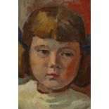 Maria Cortini Viviani, oil on board of a young girl with pigtails, signed. H.47 W.42cm.