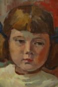 Maria Cortini Viviani, oil on board of a young girl with pigtails, signed. H.47 W.42cm.