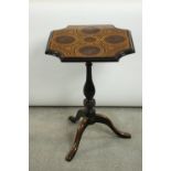 A 20th century George III style ebonised occasional table, the square top with canted corners