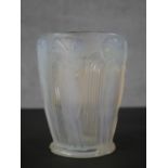 Rene Lalique, an opalescent and frosted glass vase in the Danaides design, with depictions of