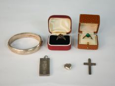 A collection of antique silver jewellery, including a silver and garnet cluster ring, a silver and