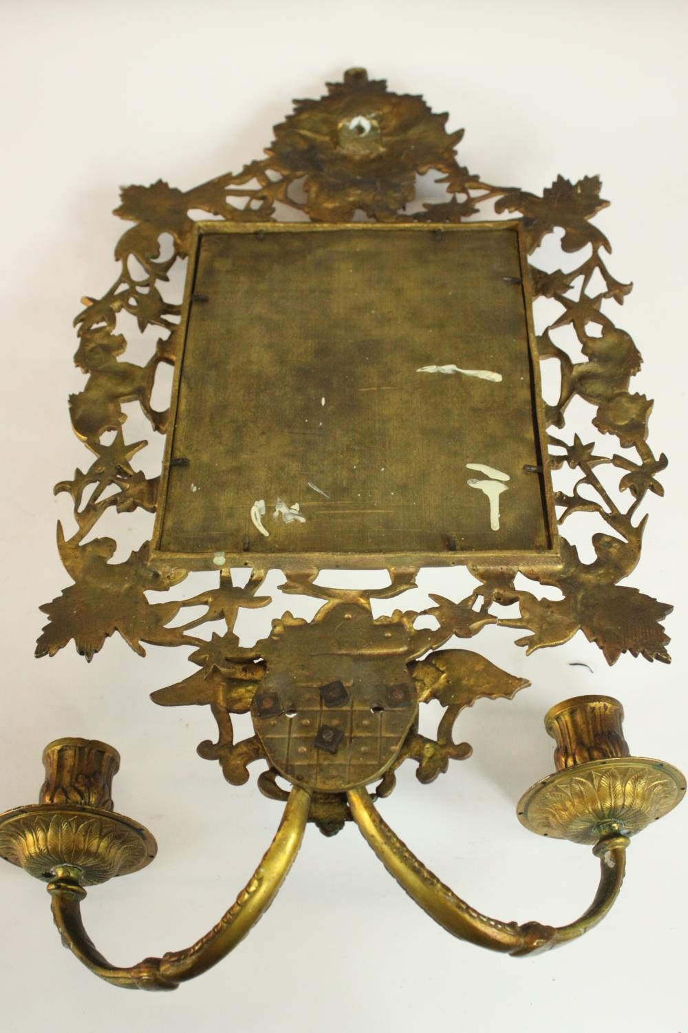 A pair of 19th century ormolu girandole wall mirrors, with a rectangular mirror plate, the frame - Image 9 of 9