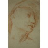 Attributed to Nicolas Lancret (1690 - 1743), red pencil drawing of a male head, inscribed '