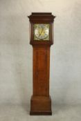 A 19th century oak longcase clock, eight day movement, the silvered chapter ring with Roman and