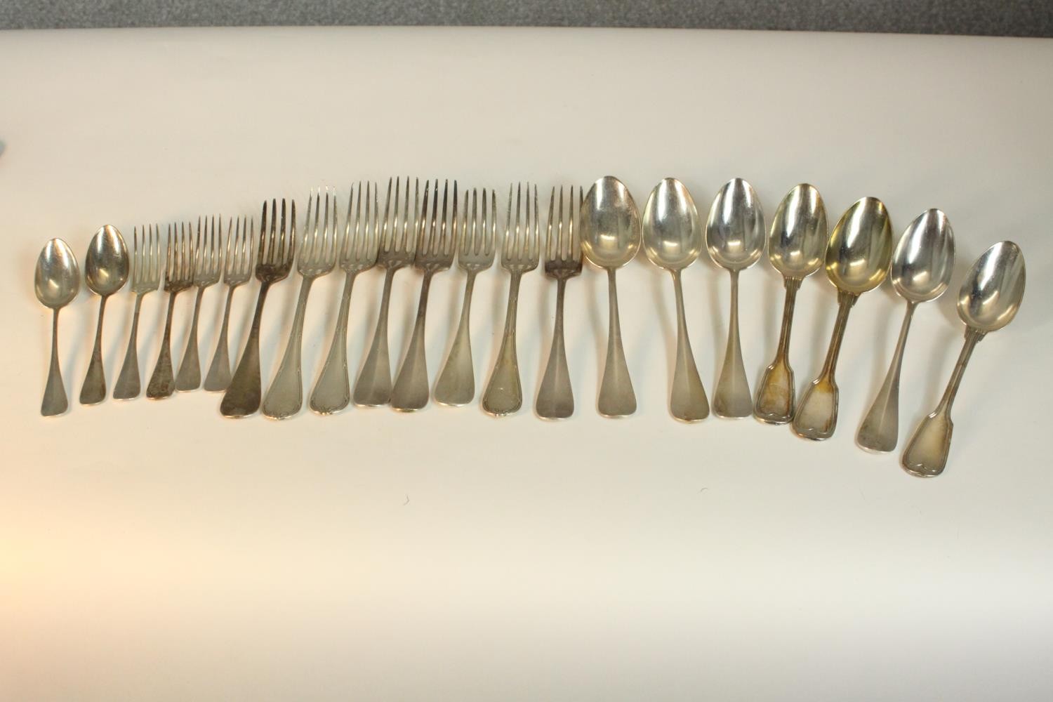 A collection of twenty one pieces of Christofle silver plated cutlery, impressed makers mark.