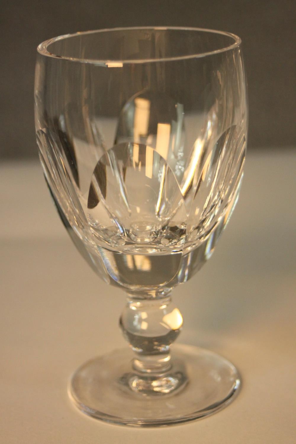 A group of sixteen 19th century Waterford crystal drinking glasses, with cut bowls and a single - Image 4 of 6