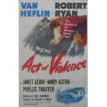 A 1940s film poster for Act of Violence, directed by Fred Zinnemann, starring Van Heflin and
