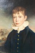 A carved gilt framed late 18th century - early 19th century oil on canvas portrait of a boy