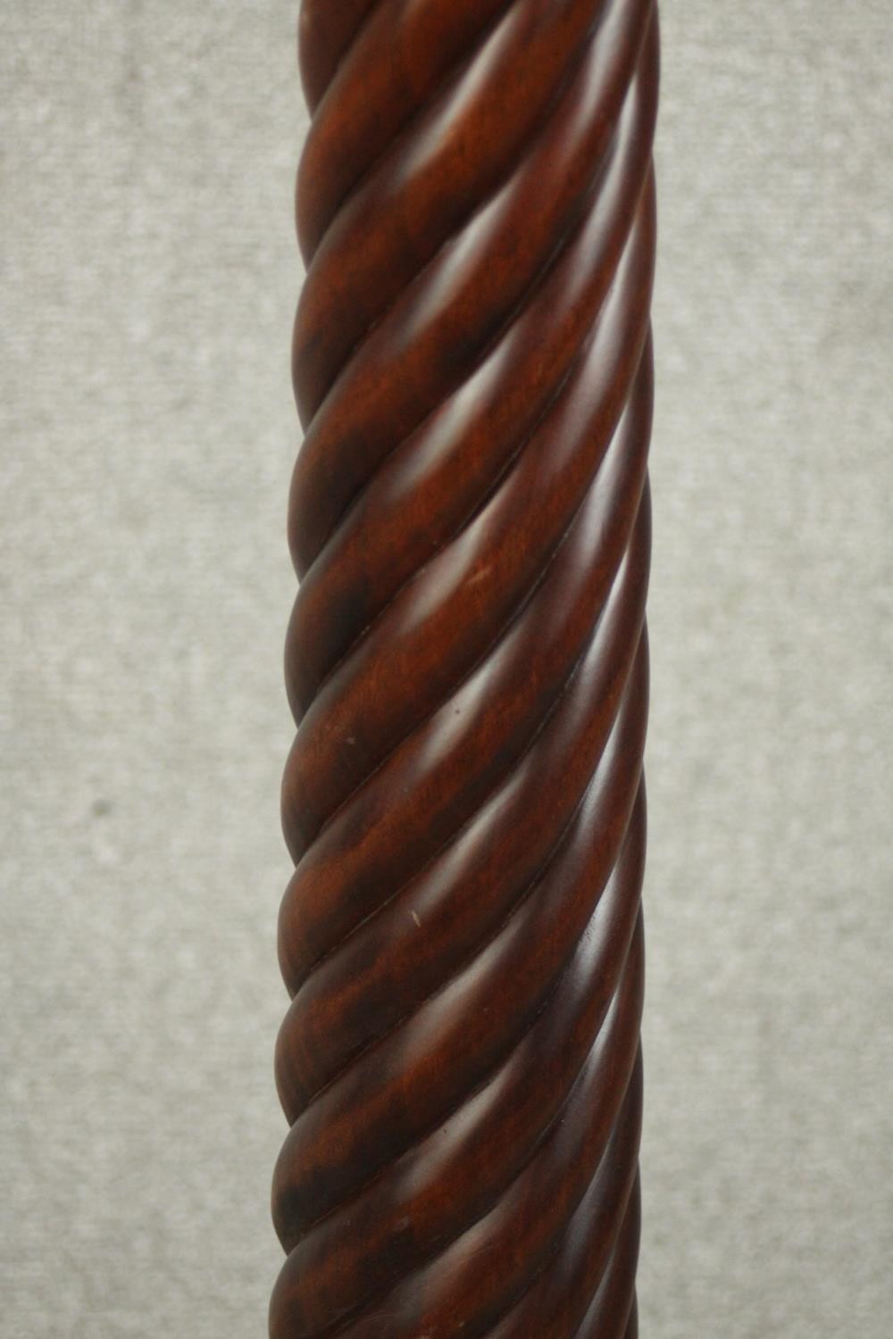 A Victorian style mahogany torchere, with a dished top on a wrythen column on tripod legs - Image 5 of 7