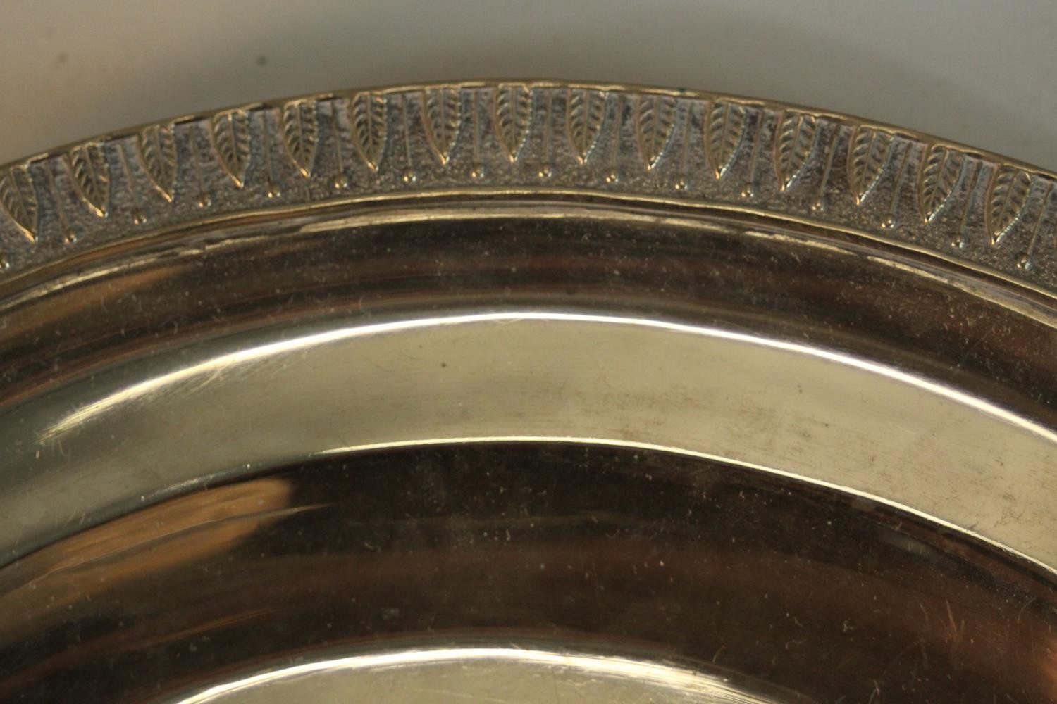 A Polish silver circular tray with stylised leaf design around the rim. Polish assay marks, makers - Image 4 of 6