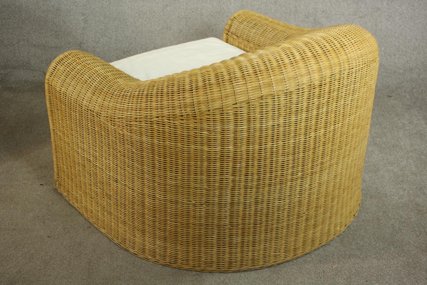 Unopiu, Italy; a pair of large Lloyd Loom type wicker tub chairs, with loose seat cushions. H.72 W. - Image 6 of 8