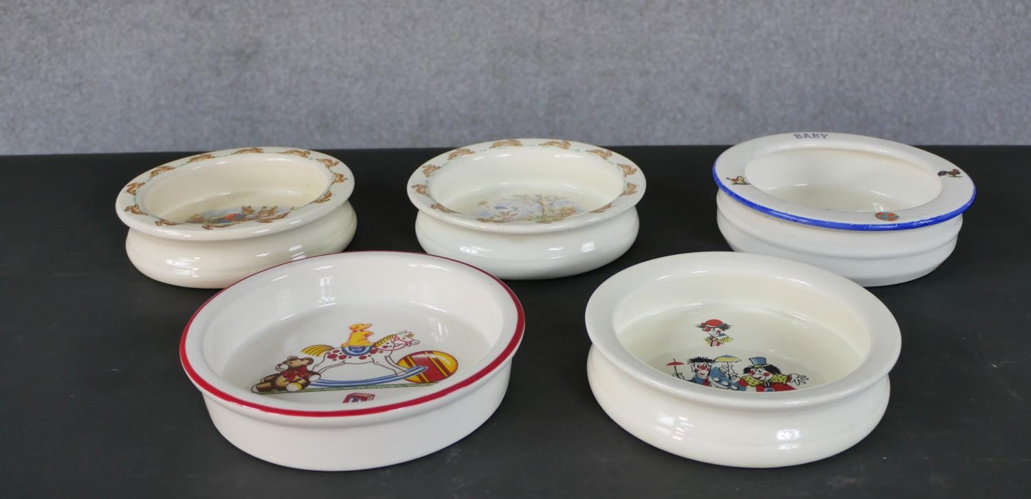 A collection of five children’s nursery ware bowls, including two Royal Doulton Bunnykins bowls. - Image 2 of 6