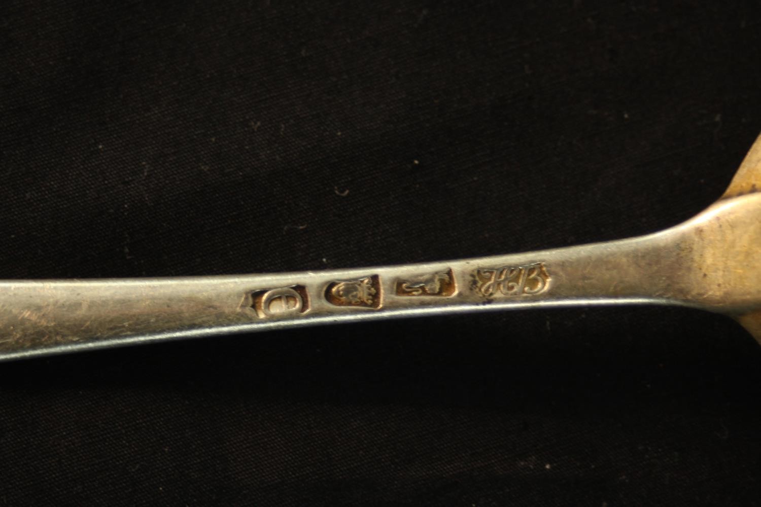 A collection of eleven silver serving spoons, including a pair of Georgian serving spoons (HB for - Image 8 of 8