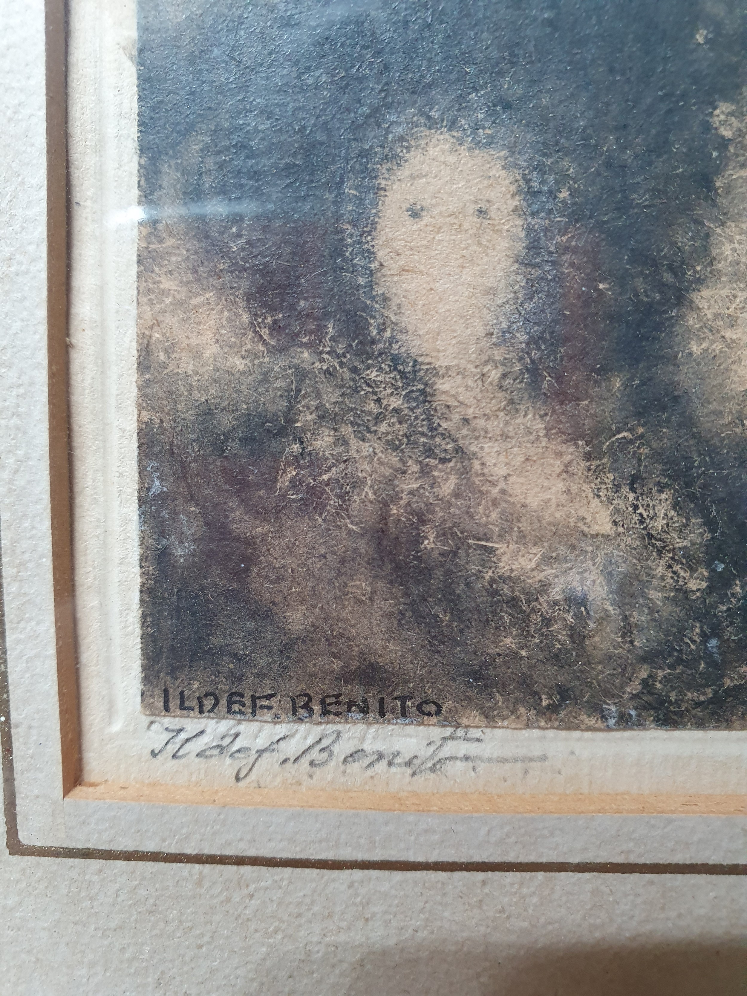 Three framed and glazed signed etchings of female portraits, signed Ildef Benito. H.19 W.14cm. ( - Image 5 of 7