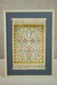 A framed and glazed miniature hand made silk Kashmir rug. H.63 W.45cm.