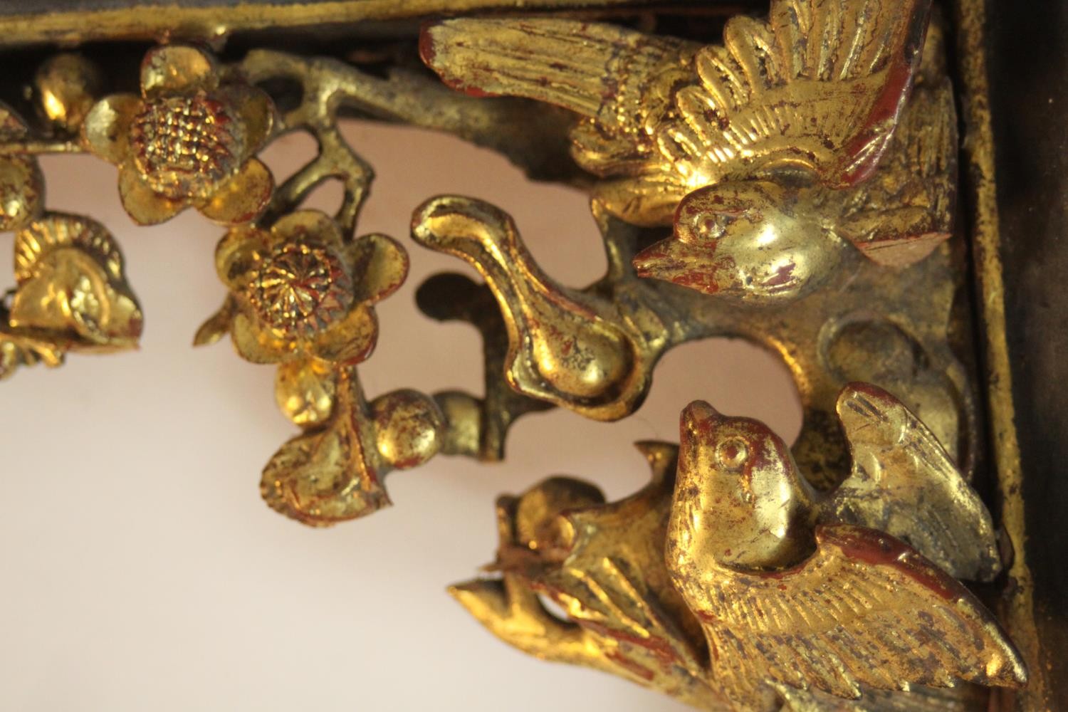 A Chinese furniture mount, set with carved and pierced giltwood panels, decorated with figures, - Image 5 of 11