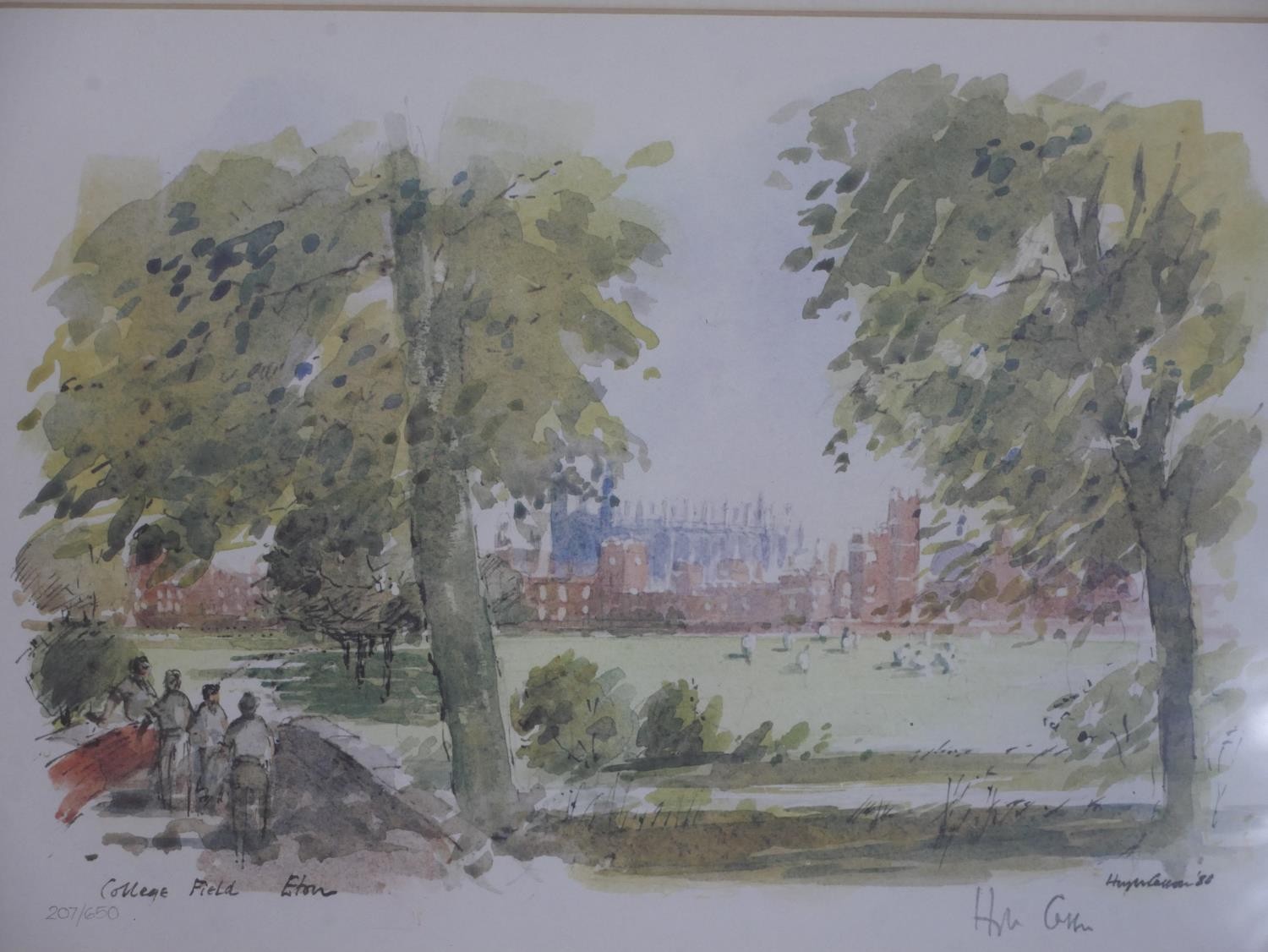 Sir Hugh Casson (1910 - 1999), two limited signed coloured prints, 'College Field, Eton' and ' - Image 3 of 10