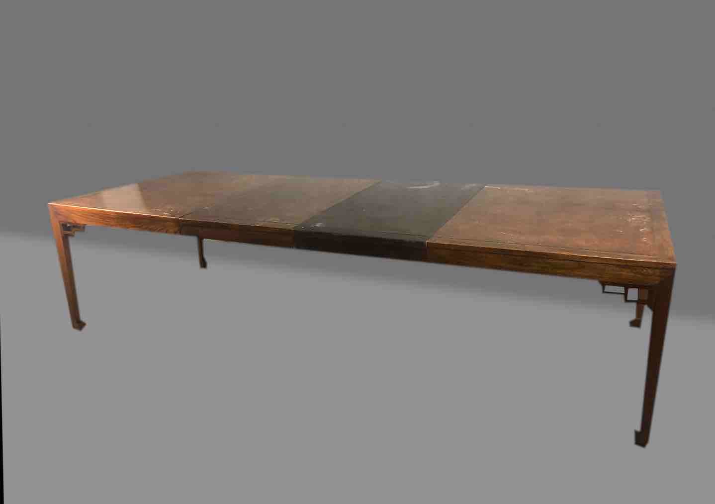 A late 20th century Chinese hardwood extending dining table, of rectangular form with two additional - Image 6 of 6