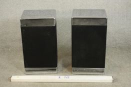 A pair of 1970's Gale GS41 HIFI Speakers, with chrome ends, serial number 11543A. H.62 W.33 D.28cm.