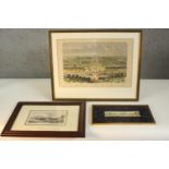 Two 19th century engravings 'Interno del Vesuvio', 1835, Schönbrunn Palace along with a framed