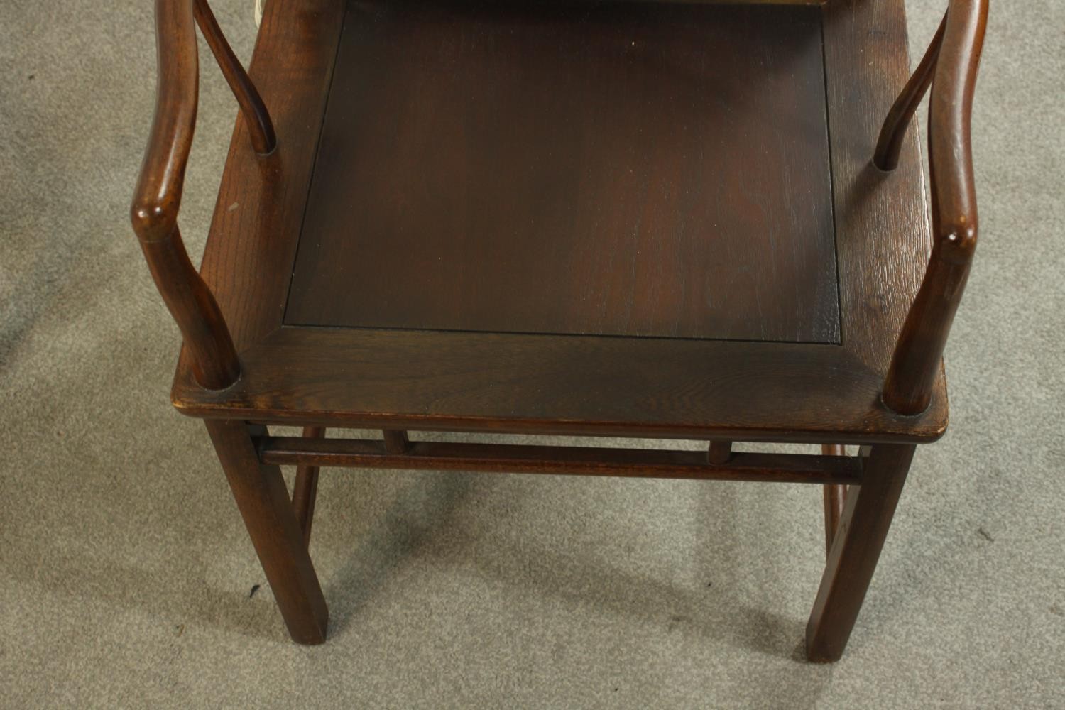 A set of eight late 20th century Chinese hardwood dining chairs, including two carvers and six - Image 11 of 11