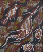 Dennis B Fisher, Australian Aboriginal School, late 20th - early 21st century, oil on canvas, sea