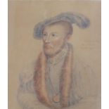 After Hans Holbein the Younger, coloured pencil portrait of William Parr, 1st Marquess of