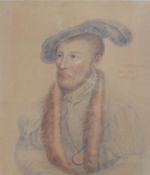 After Hans Holbein the Younger, coloured pencil portrait of William Parr, 1st Marquess of