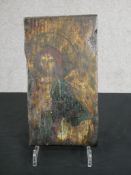 A Russian orthodox religious icon, Jesus Christ, on panel. H.26.5 W.15cm D.1cm