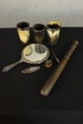 A collection of silver and other items, including an early 20th century policeman's truncheon, an