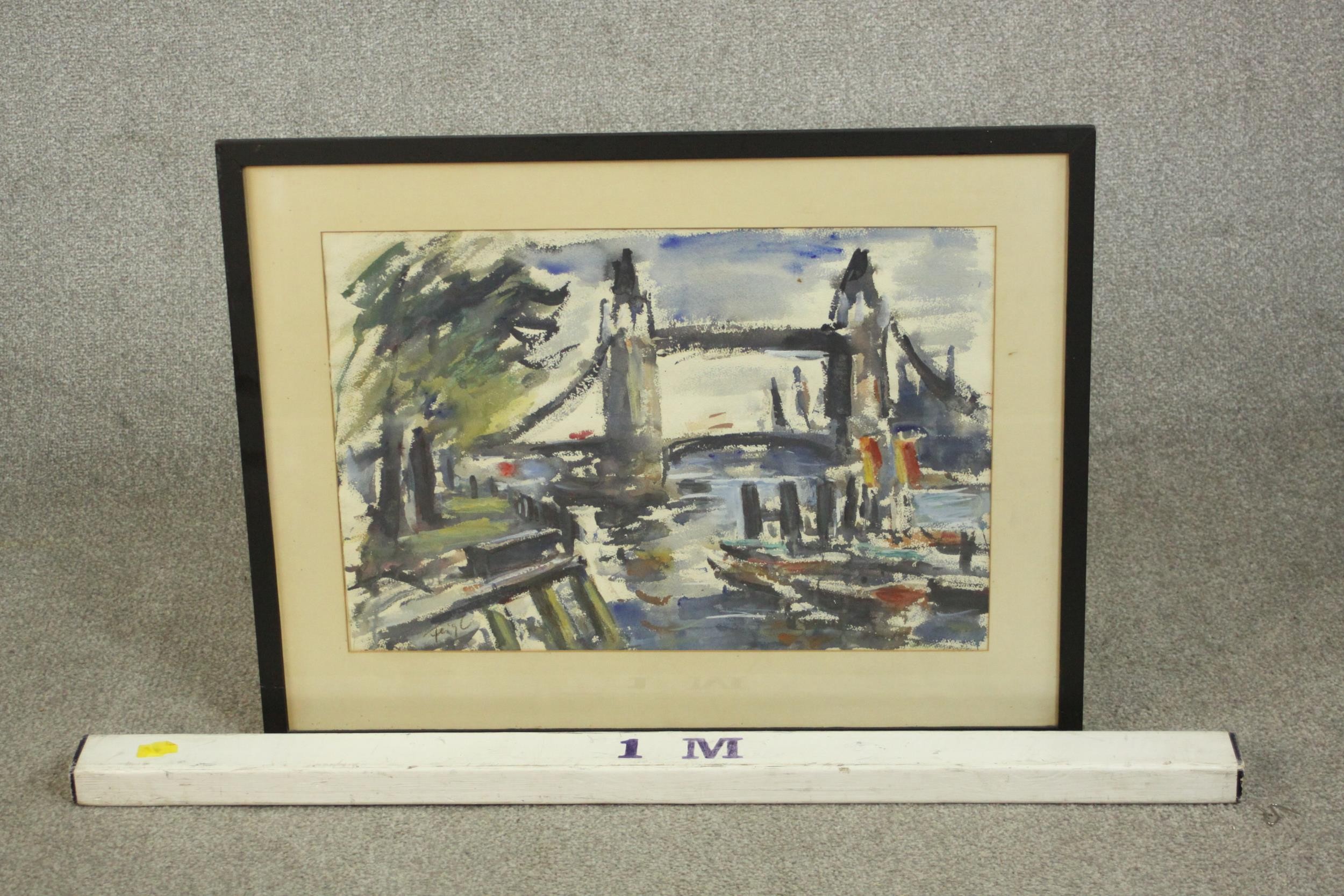Friedrich Bedrich Feigl (1884 - 1965), watercolour on paper, London Bridge, signed. H.56 W.72cm. - Image 3 of 6